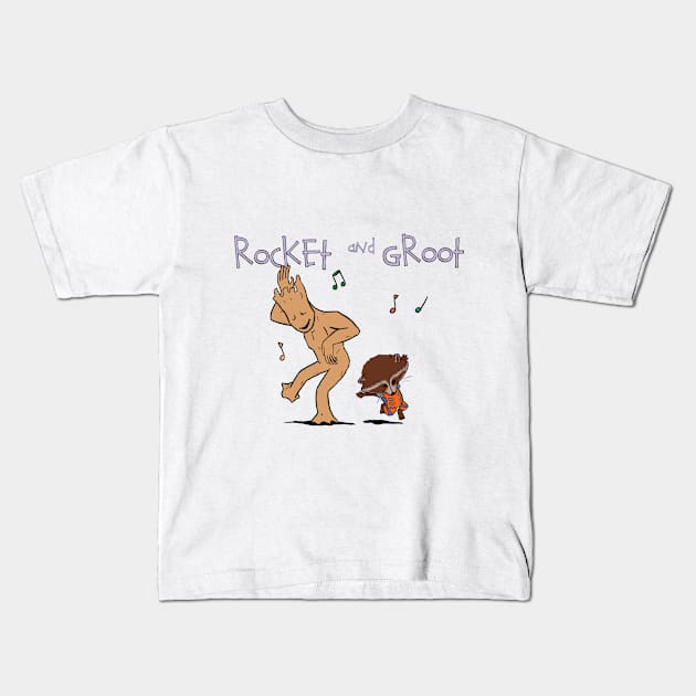Rocket and Groot Kids T-Shirt by ggareau